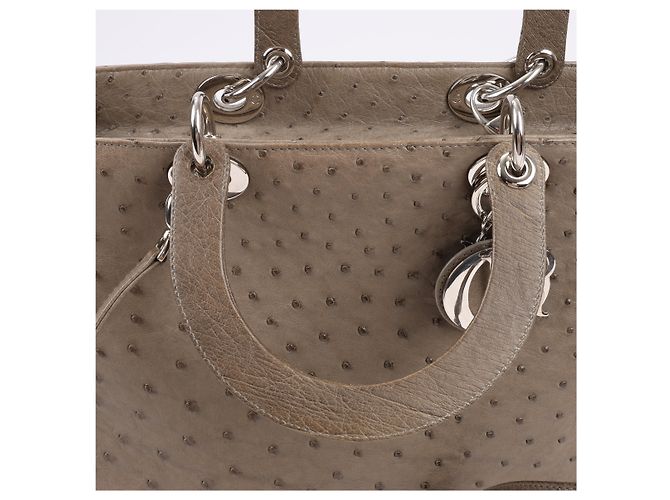 Borsa a mano 2Way Lady Dior in struzzo Large marrone Grigio - vista 7
