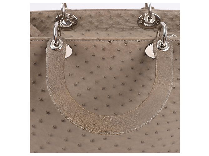 Borsa a mano 2Way Lady Dior in struzzo Large marrone Grigio - vista 8