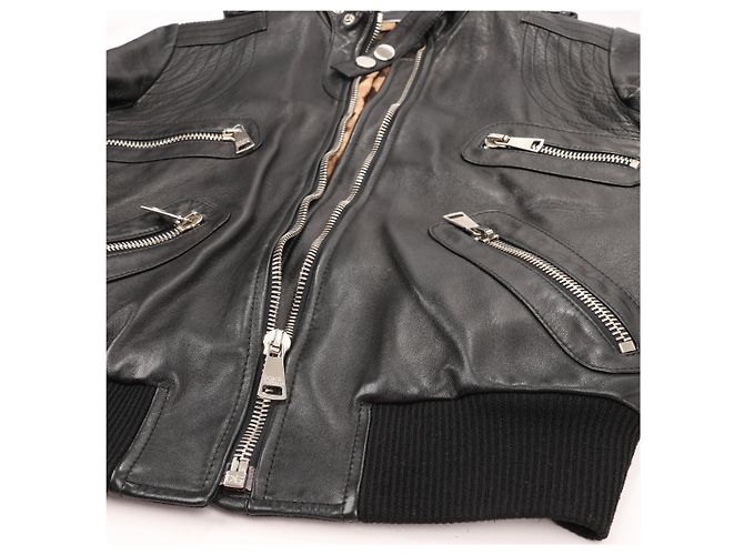 Giacca biker in pelle nera e leopardata Dolce & Gabbana, Taglia 38 Nero - vista 12