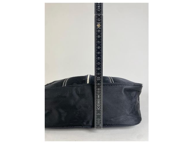 Vintage Courreges Nylon Messenger Bag Schwarz Weiß - Ansicht 11