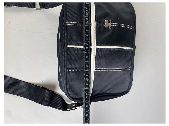 Vintage Courreges Nylon Messenger Bag Schwarz Weiß - Ansicht 12