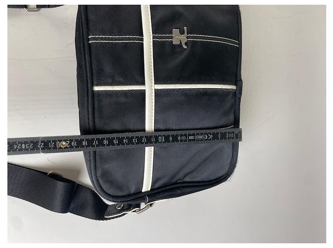 Vintage Courreges Nylon Messenger Bag Schwarz Weiß - Ansicht 13