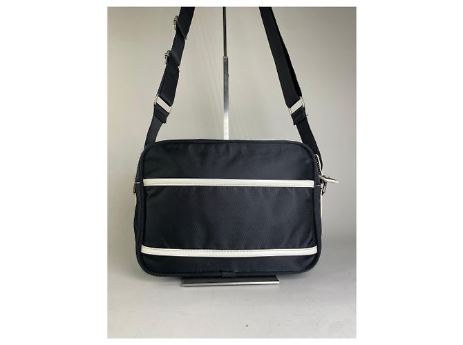 Vintage Courreges Nylon Messenger Bag Schwarz Weiß - Ansicht 15