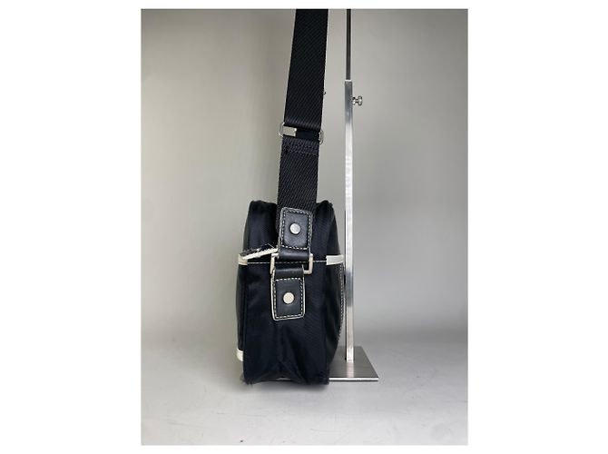 Vintage Courreges Nylon Messenger Bag Schwarz Weiß - Ansicht 4