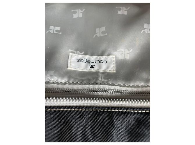 Vintage Courreges Nylon Messenger Bag Schwarz Weiß - Ansicht 5