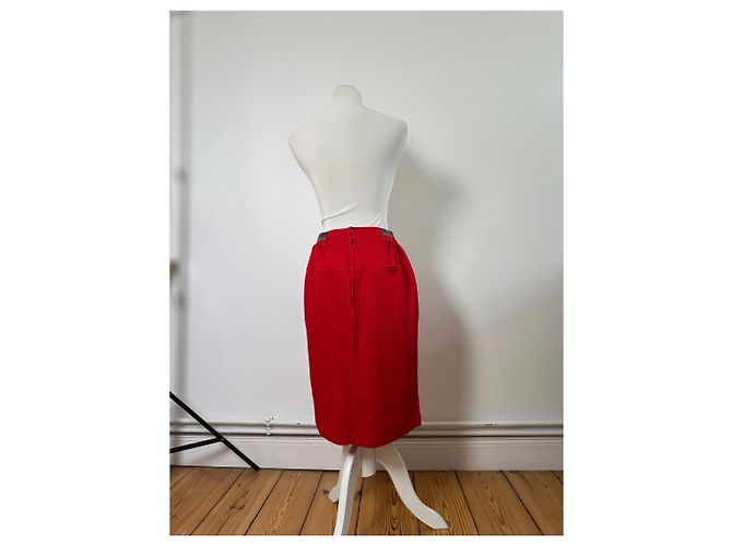 Gonna vintage Dior in misto cotone rosso L - vista 3