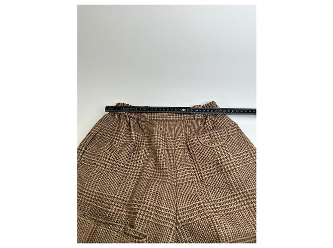 New Look Vintage Dior Checked Wool Blend Pants Brown Beige M - view 10
