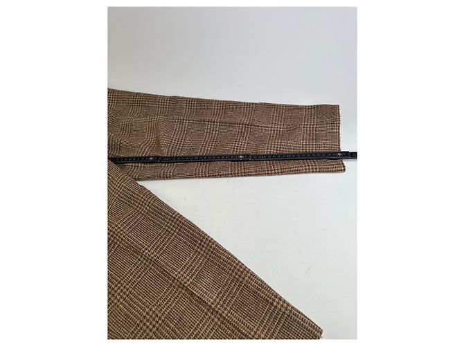 New Look Vintage Dior Checked Wool Blend Pants Brown Beige M - view 11