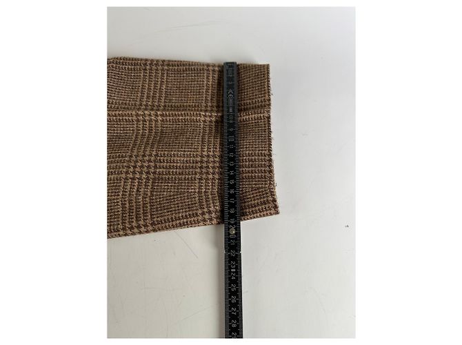 New Look Vintage Dior Checked Wool Blend Pants Brown Beige M - view 12