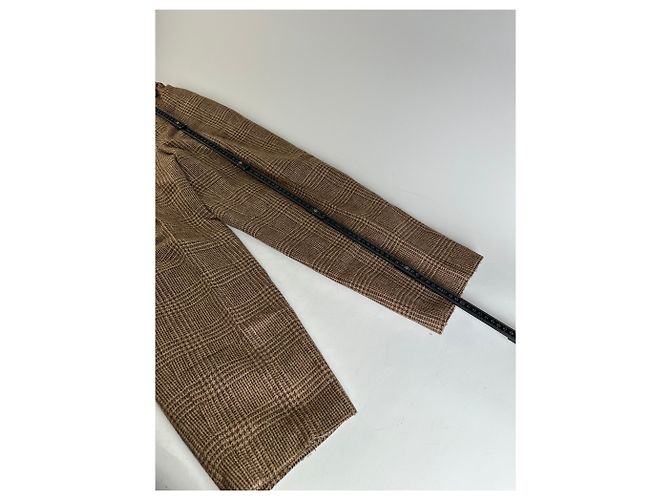 New Look Vintage Dior Checked Wool Blend Pants Brown Beige M - view 2