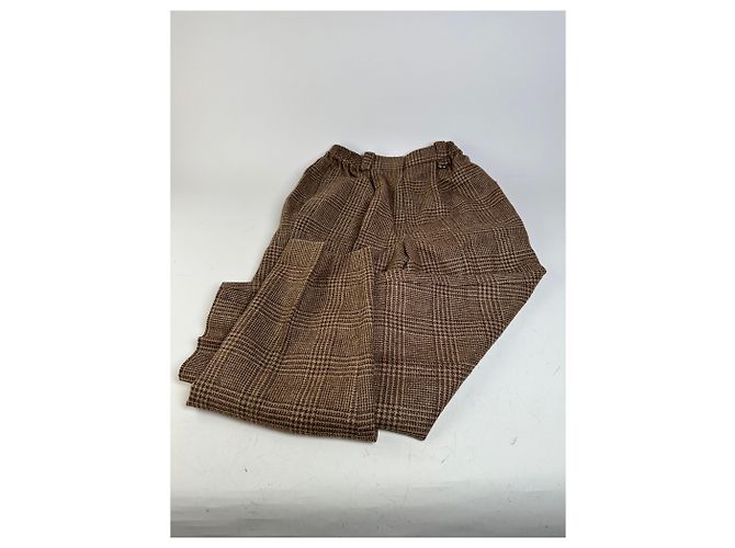 New Look Vintage Dior Checked Wool Blend Pants Brown Beige M - view 3