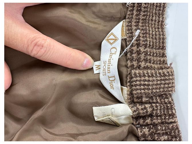 New Look Vintage Dior Checked Wool Blend Pants Brown Beige M - view 4