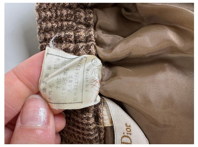 New Look Vintage Dior Checked Wool Blend Pants Brown Beige M - view 6