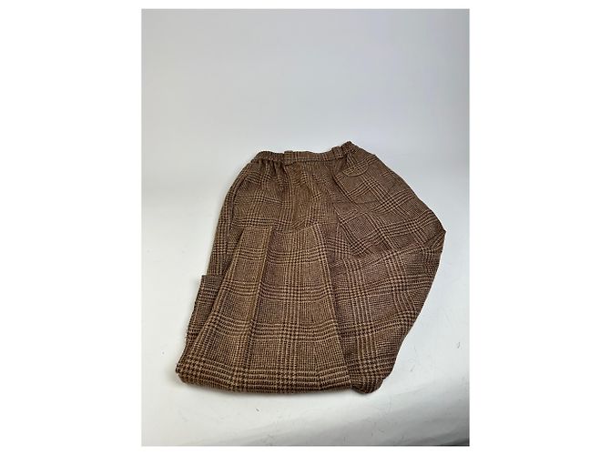 New Look Vintage Dior Checked Wool Blend Pants Brown Beige M - view 9