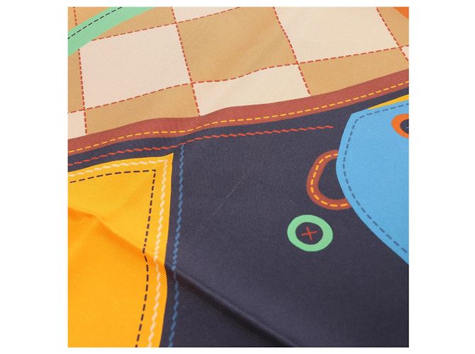 Carré 90 Hermès Double Face "Tapis de Selle" in seta Arancione - vista 10