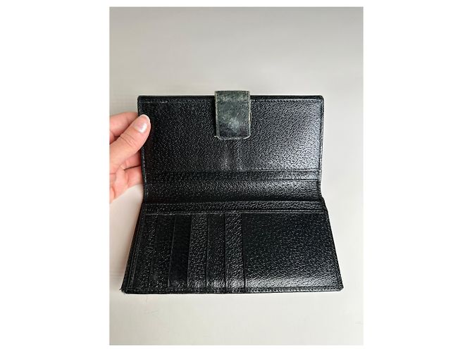 Vintage Gucci Textured Leather Wallet Black Silver - view 5