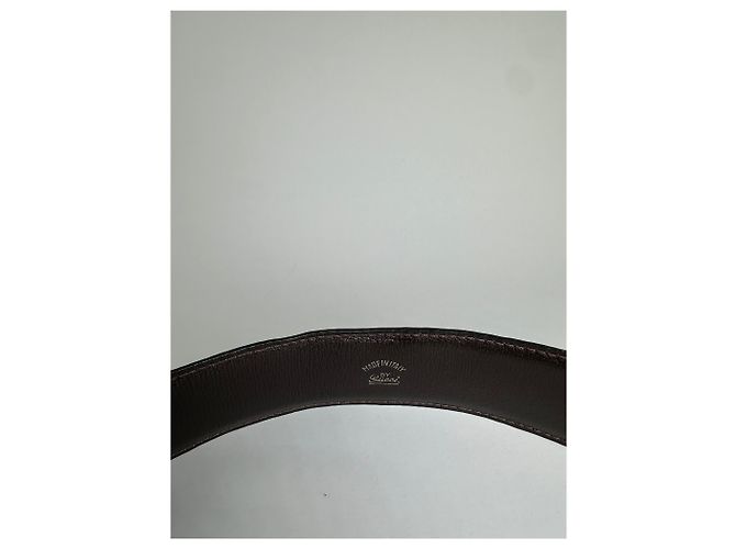 Vintage Gucci Double G Logo Ledergürtel Dunkelbraun Gold - Ansicht 2