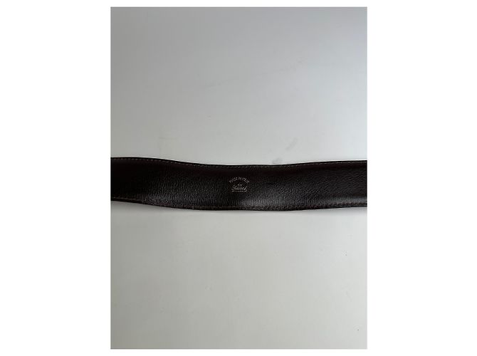 Vintage Gucci Double G Logo Ledergürtel Dunkelbraun Gold - Ansicht 8