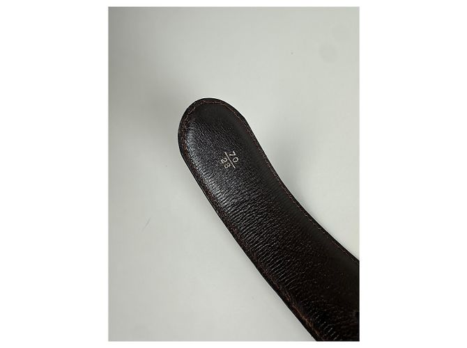 Vintage Gucci Double G Logo Ledergürtel Dunkelbraun Gold - Ansicht 9