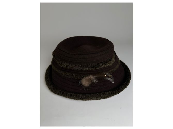 Cappello in feltro di lana vintage Givenchy Marrone scuro Verde oliva - vista 9