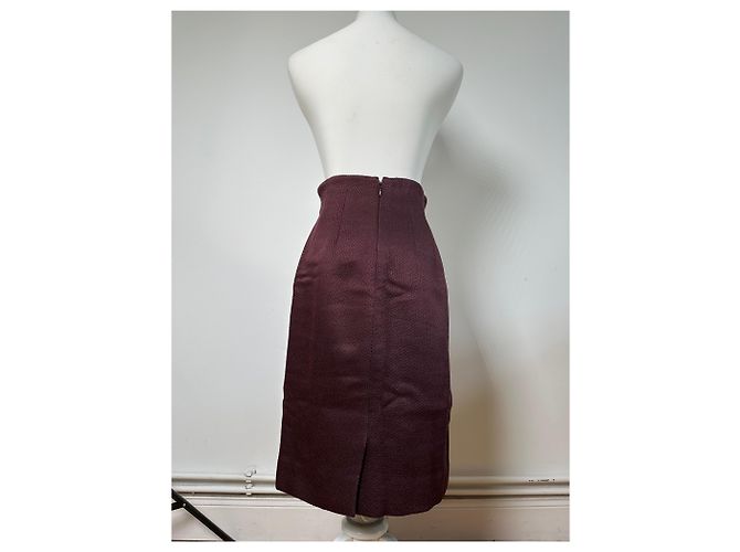 Céline Gonna vintage Celine in misto lana bordeaux M Bordò - vista 13