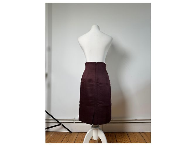 Céline Gonna vintage Celine in misto lana bordeaux M Bordò - vista 3