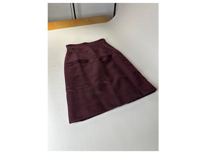 Céline Gonna vintage Celine in misto lana bordeaux M Bordò - vista 4