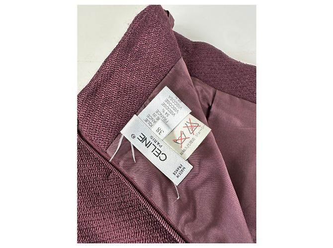 Céline Gonna vintage Celine in misto lana bordeaux M Bordò - vista 7