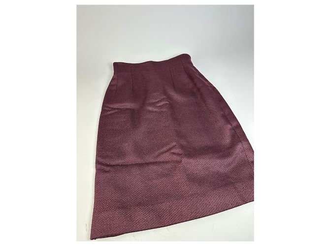 Céline Gonna vintage Celine in misto lana bordeaux M Bordò - vista 8