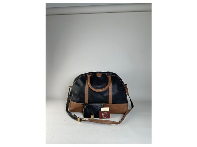 Tote in pelle granulata vintage Loewe Nero Tan - vista 14