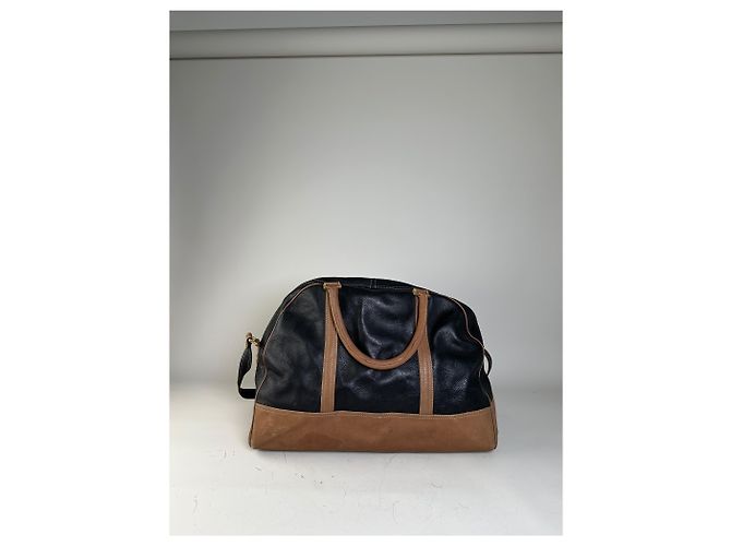 Tote in pelle granulata vintage Loewe Nero Tan - vista 15