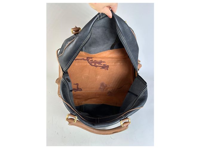 Tote in pelle granulata vintage Loewe Nero Tan - vista 3