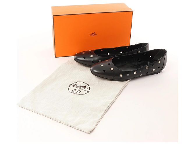 Ballerine Hermès Serie Button Punching Sack Leather un Black, Taglia 39 EU Nero - vista 12