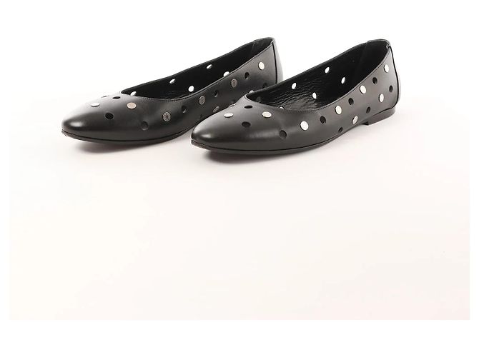 Ballerine Hermès Serie Button Punching Sack Leather un Black, Taglia 39 EU Nero - vista 2