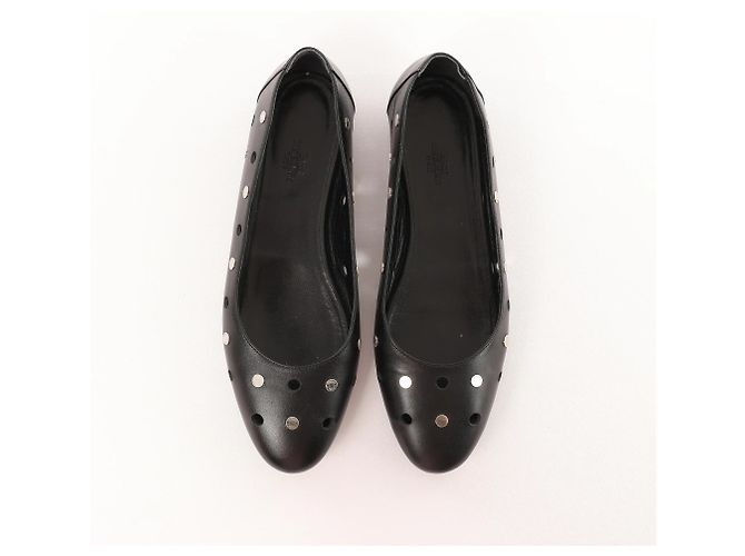 Ballerine Hermès Serie Button Punching Sack Leather un Black, Taglia 39 EU Nero - vista 5