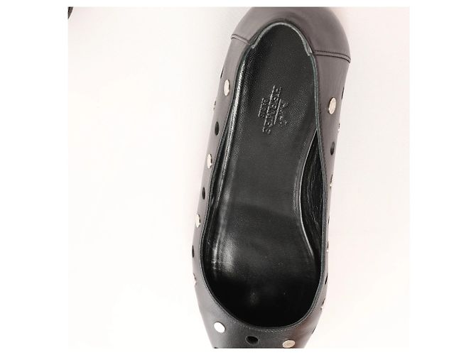Ballerine Hermès Serie Button Punching Sack Leather un Black, Taglia 39 EU Nero - vista 6
