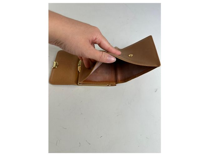 Vintage Givenchy Leather Wallet Tan Gold-tone Clasp Camel - view 5
