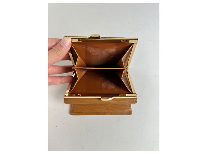 Vintage Givenchy Leather Wallet Tan Gold-tone Clasp Camel - view 6