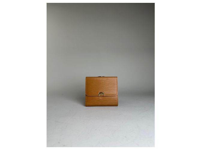 Vintage Givenchy Leather Wallet Tan Gold-tone Clasp Camel - view 9