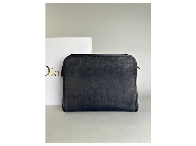 Vintage Dior Smooth Leather Pouch Black Silver - view 13