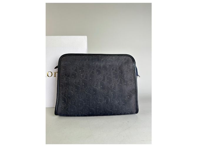 Vintage Dior Smooth Leather Pouch Black Silver - view 14