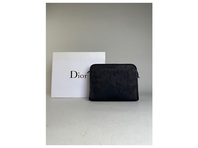 Vintage Dior Smooth Leather Pouch Black Silver - view 2