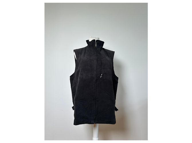 Vintage Burberry Herren-Wildlederweste, schwarze Karofütterung M - Ansicht 11