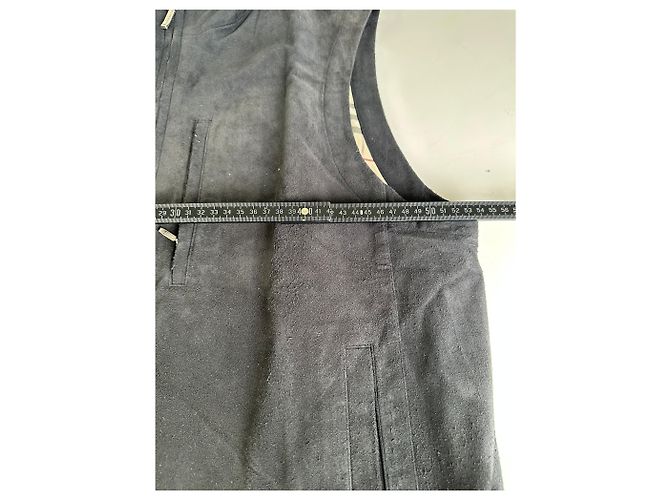 Vintage Burberry Herren-Wildlederweste, schwarze Karofütterung M - Ansicht 14
