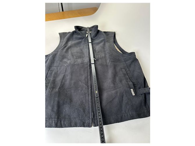 Vintage Burberry Herren-Wildlederweste, schwarze Karofütterung M - Ansicht 15