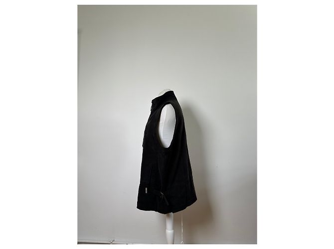 Vintage Burberry Herren-Wildlederweste, schwarze Karofütterung M - Ansicht 2