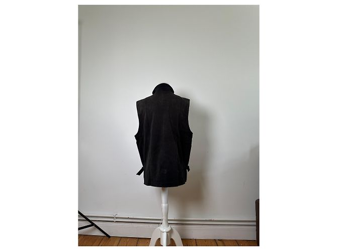 Vintage Burberry Herren-Wildlederweste, schwarze Karofütterung M - Ansicht 3