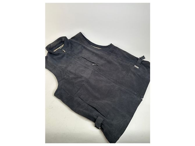 Vintage Burberry Herren-Wildlederweste, schwarze Karofütterung M - Ansicht 5
