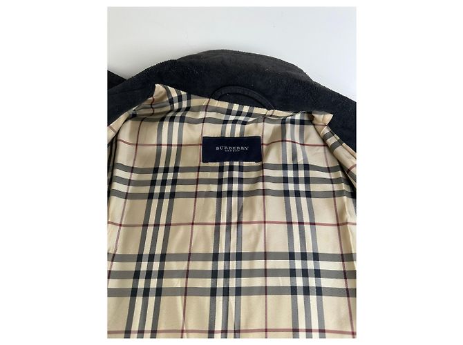 Vintage Burberry Herren-Wildlederweste, schwarze Karofütterung M - Ansicht 7