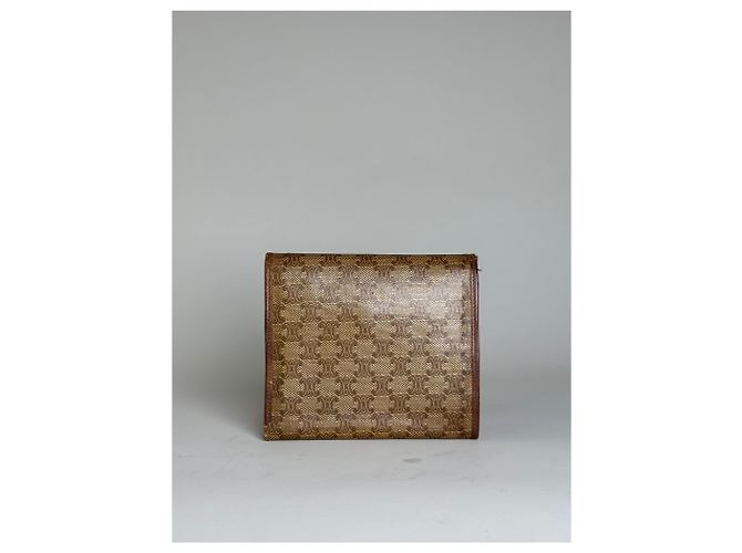 Edge Céline Vintage Celine Macadam Canvas Wallet Beige Brown - view 2